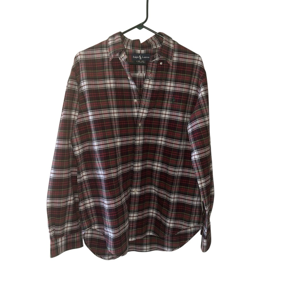 Ralph Lauren Mens Size L Tartan Plaid Classic Fit Long Sleeve Button Down Shirt